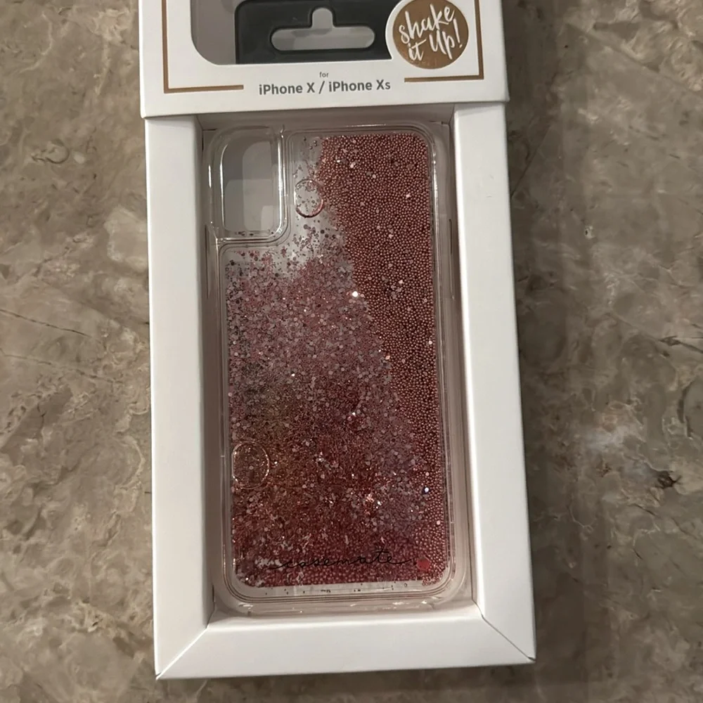 Case-Mate for iPhone X / XS Pink Glitter Waterfall Case NIB